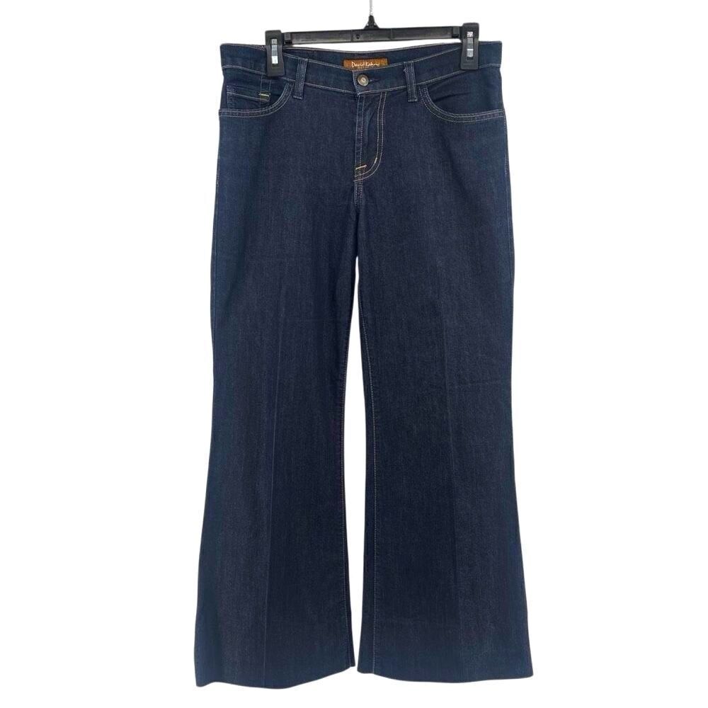 David Kahn Dark Wash Wide Leg Jeans Women’s 28 Mid Rise Made in USA Hemmed